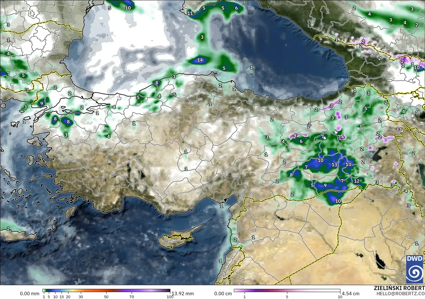 ICON model - Türkiye, Yağış, Bulut ve Basınç