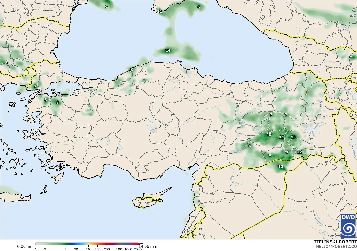 ICON model - Türkiye, Yağış Birikimi