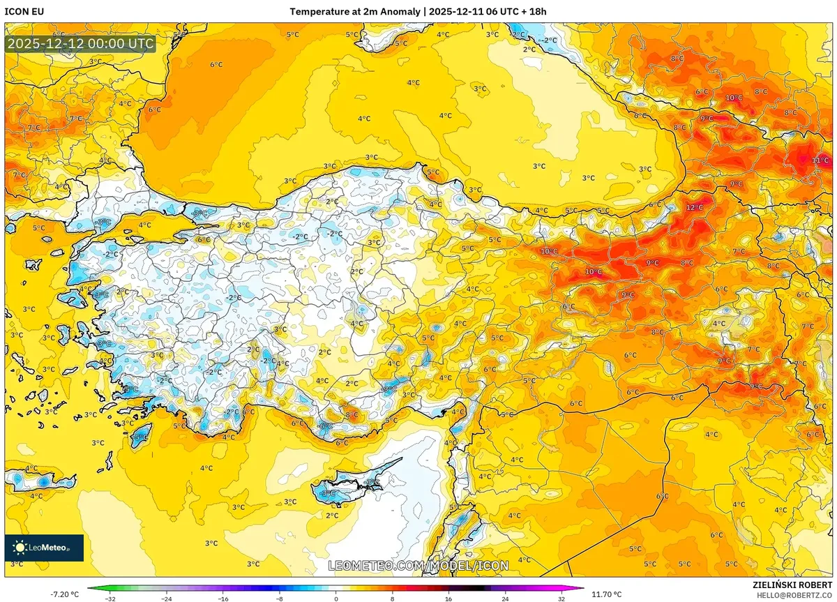 2025-12-11 Temperature Anomaly Map – Severe Turkey Winter Storm Forecast