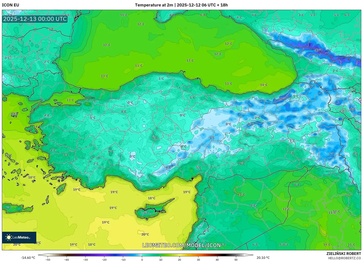 2025-12-12 Türkiye Hava Tahminleri: 2‑m Sıcaklık Haritası – İstanbul, Ankara ve İzmir Koşulları
