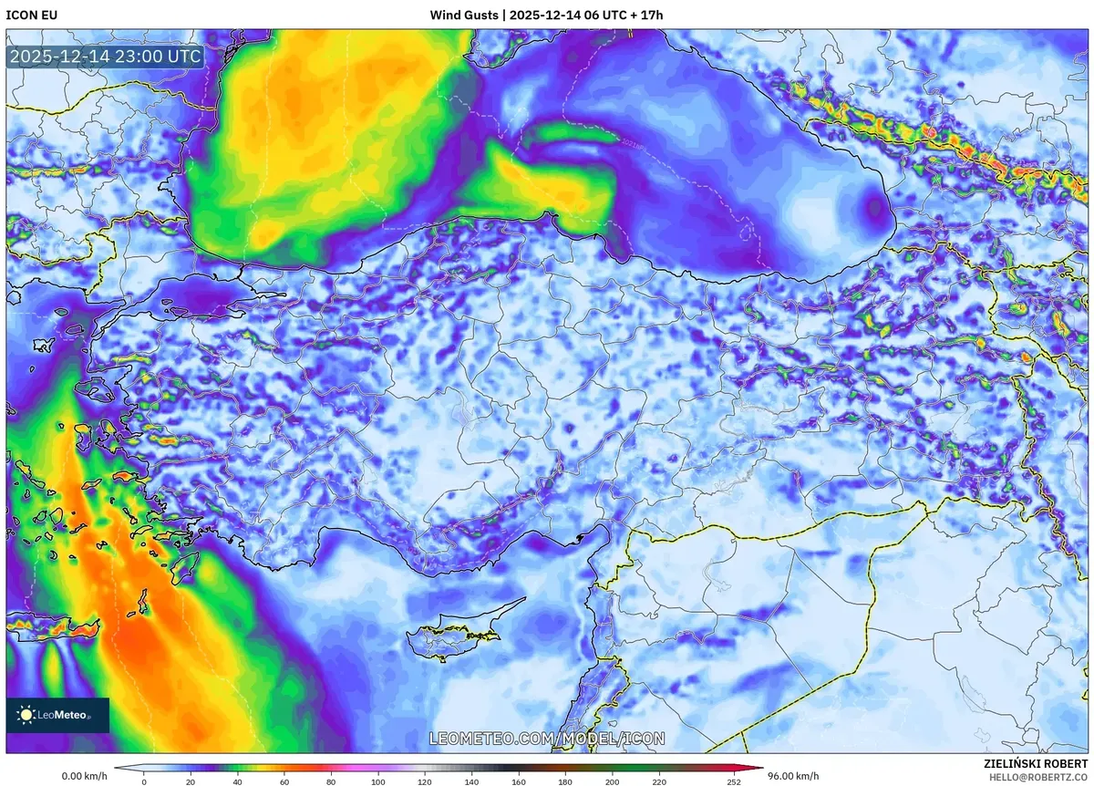 Turkey Weather Forecast Pazartesi Ara 15 2025 – Rekor 100 km/s Rüzgar Şokları ve Yağış Görünümü (2025-12-14)