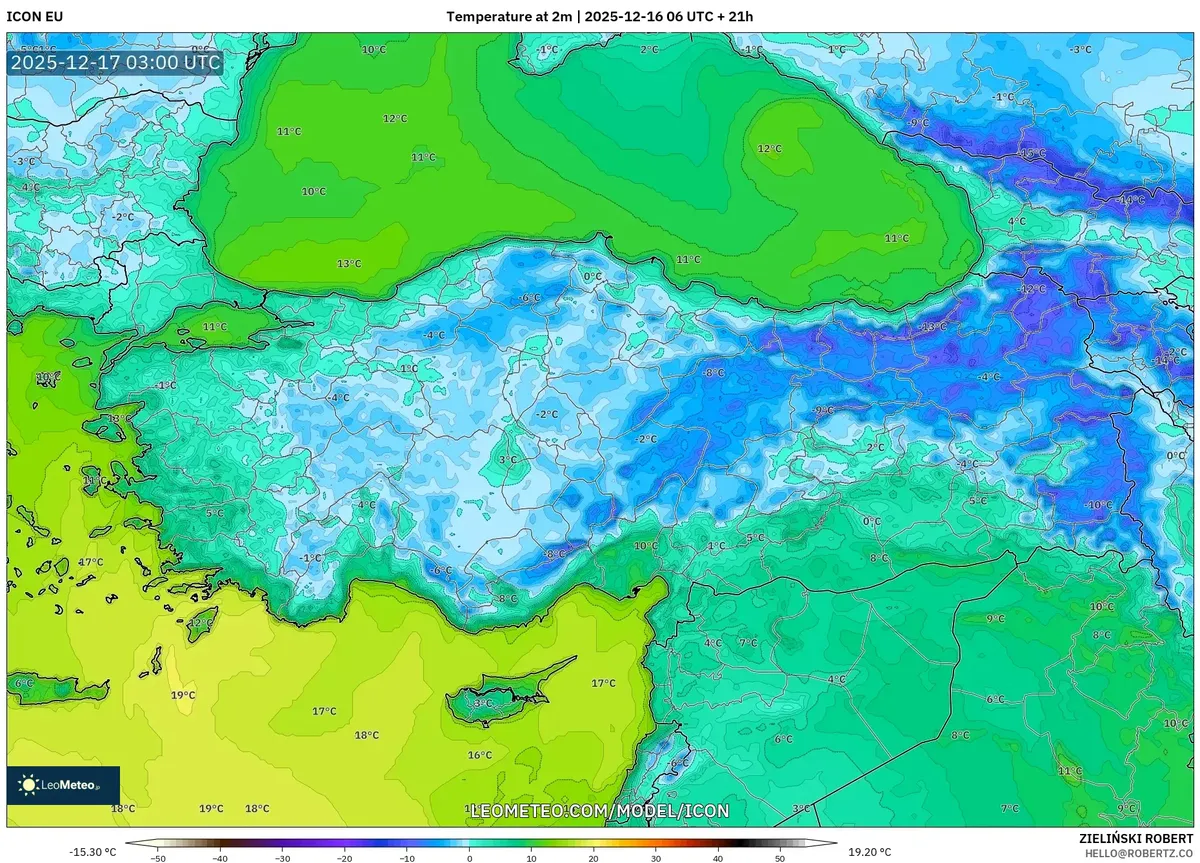 Türkiye Sabah Minimum Sıcaklık Tahmini – Donma Noktasının Altında Gece Soğukları | 2025-12-16 Hava Haritası