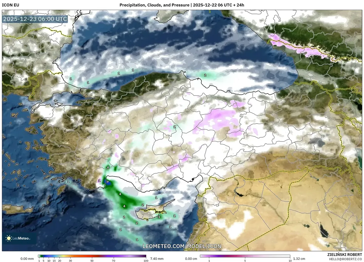 Turkey Aralık 2025-12-22 Hava Haritası