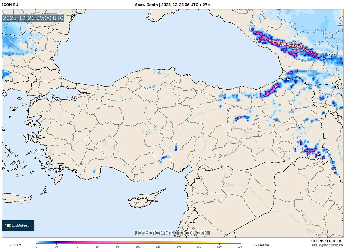 Kar Yüksekliği Artış Tahmini – Donmuş Fırtına ve Güçlü Rüzgarlar Türkiye'de 2025-12-25