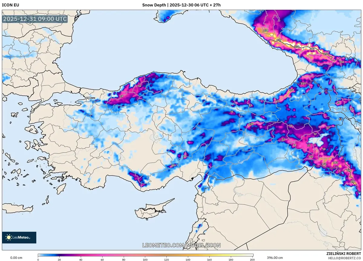 Yüksek Rakımlarda Kar Derinliği Birikimi 31 Ara 2025