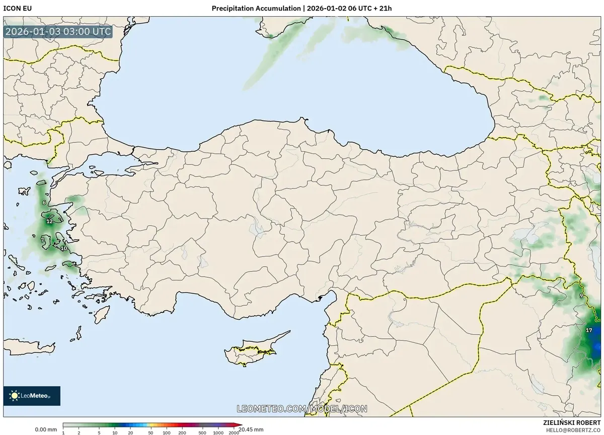 Precipitation Accumulation Highlight on Oca 3, 2026
