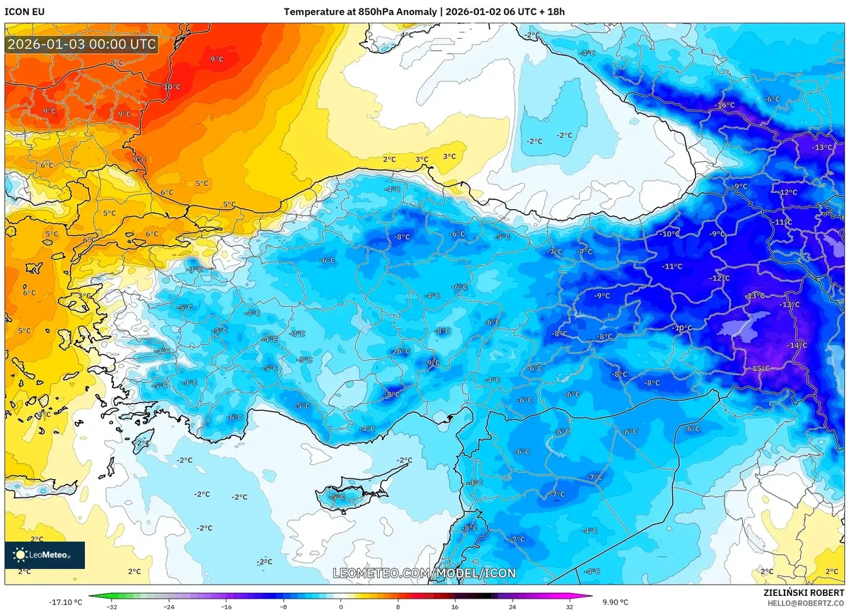 Temperature Anomaly Analysis at 03:00 on Oca 3, 2026