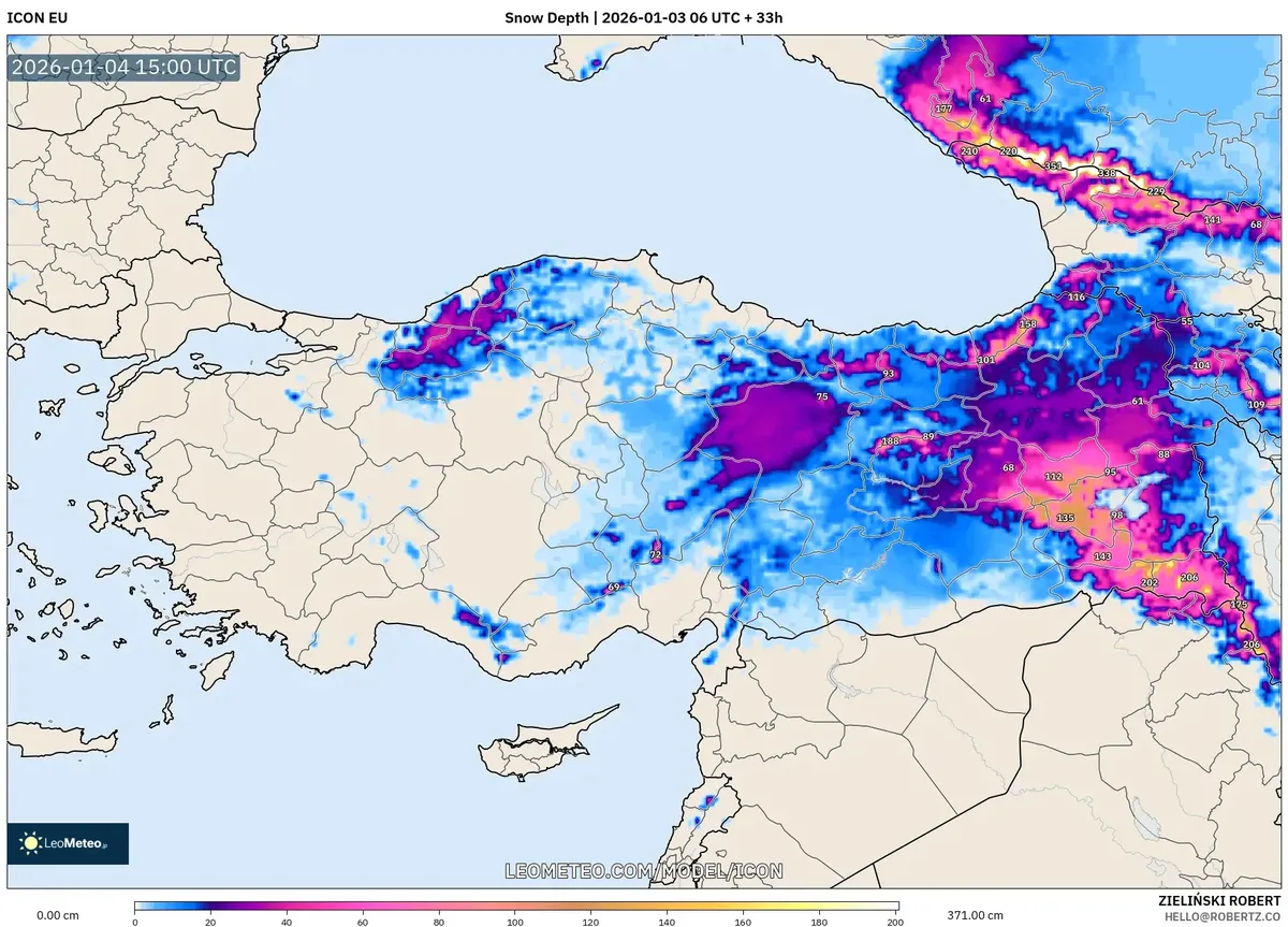 Doğu Türkiye'de Kar Kalınlığı 4 Ocak 2026