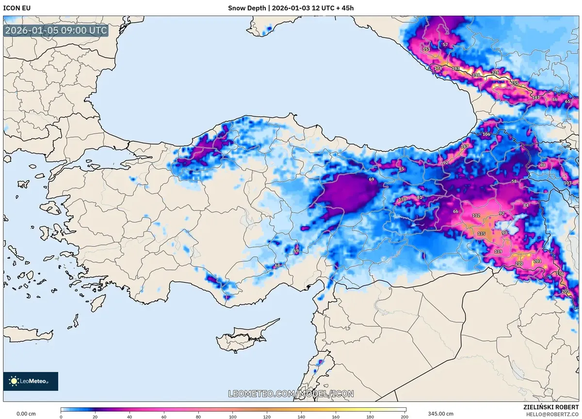 Snow Depth Increase in Eastern Mountains