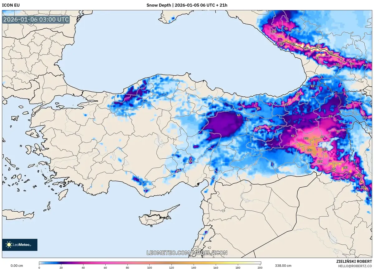 Ocak 6, 2026 Tarihinde Türkiye Geneli Düşük Kar Derinliği