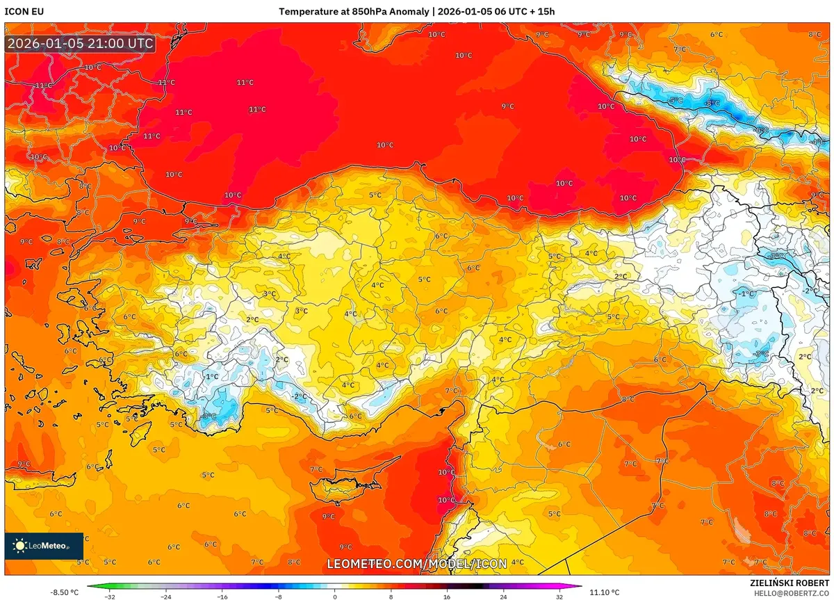 Ocak 6, 2026 Tarihinde Türkiye Geneli Olumlu Sıcaklık Anomalisi