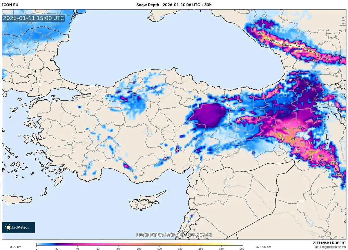 11 Ocak 2026’da Orta Türkiye’de Önemli Kar Birikimi