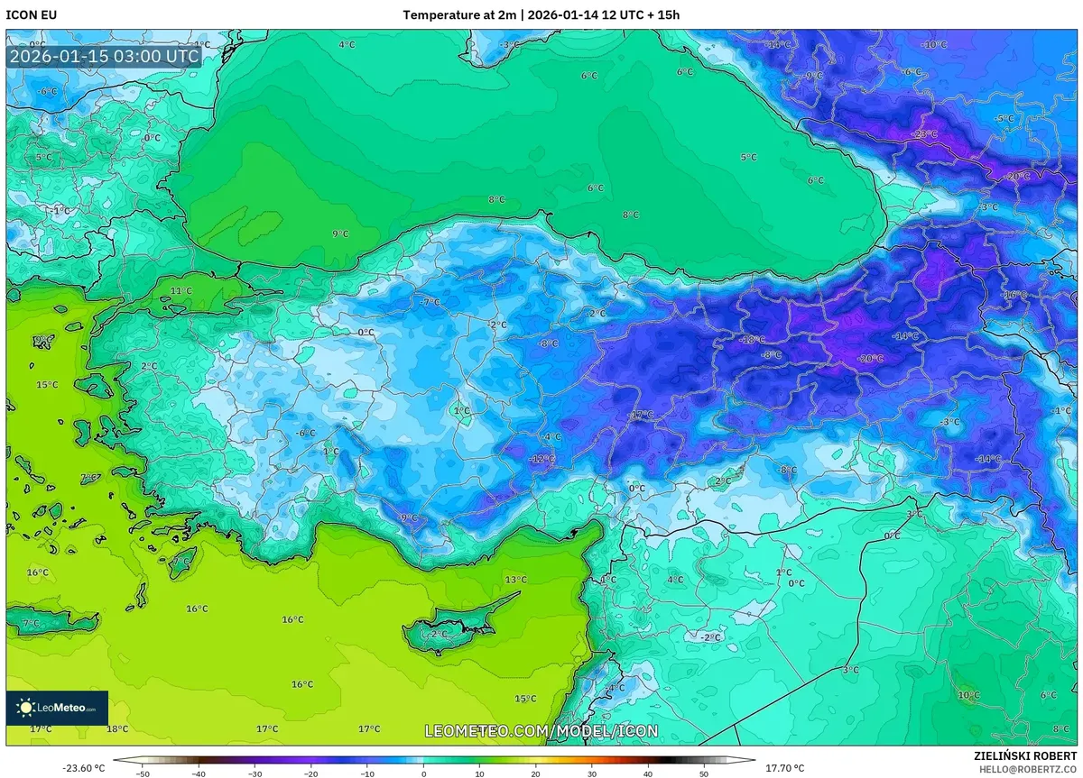 15 Ocak 2026’da Ankara’da Düşük Sıcaklık