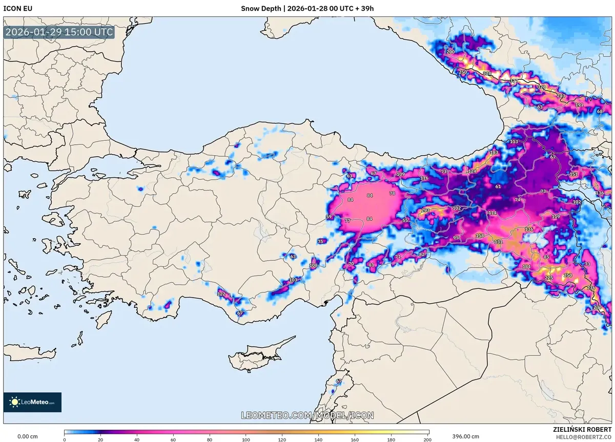 29 Ocak 2026’da Doğu Bölgelerde Kar Birikimi