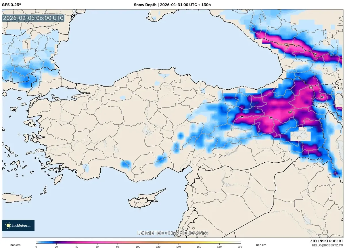 6 Şubat 2026’da Doğu Anadolu’da Önemli Kar Birikimi