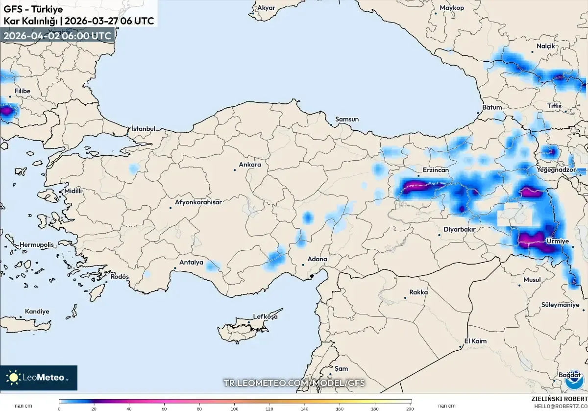 2 Nisan 2026’da İç Anadolu’da Önemli Kar Birikimi (ICON)