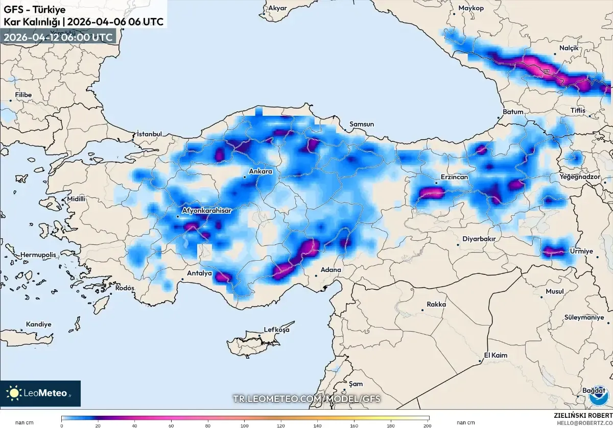 12 Nisan 2026 Pazar günü Orta Anadolu’da önemli kar birikimi (ICON)
