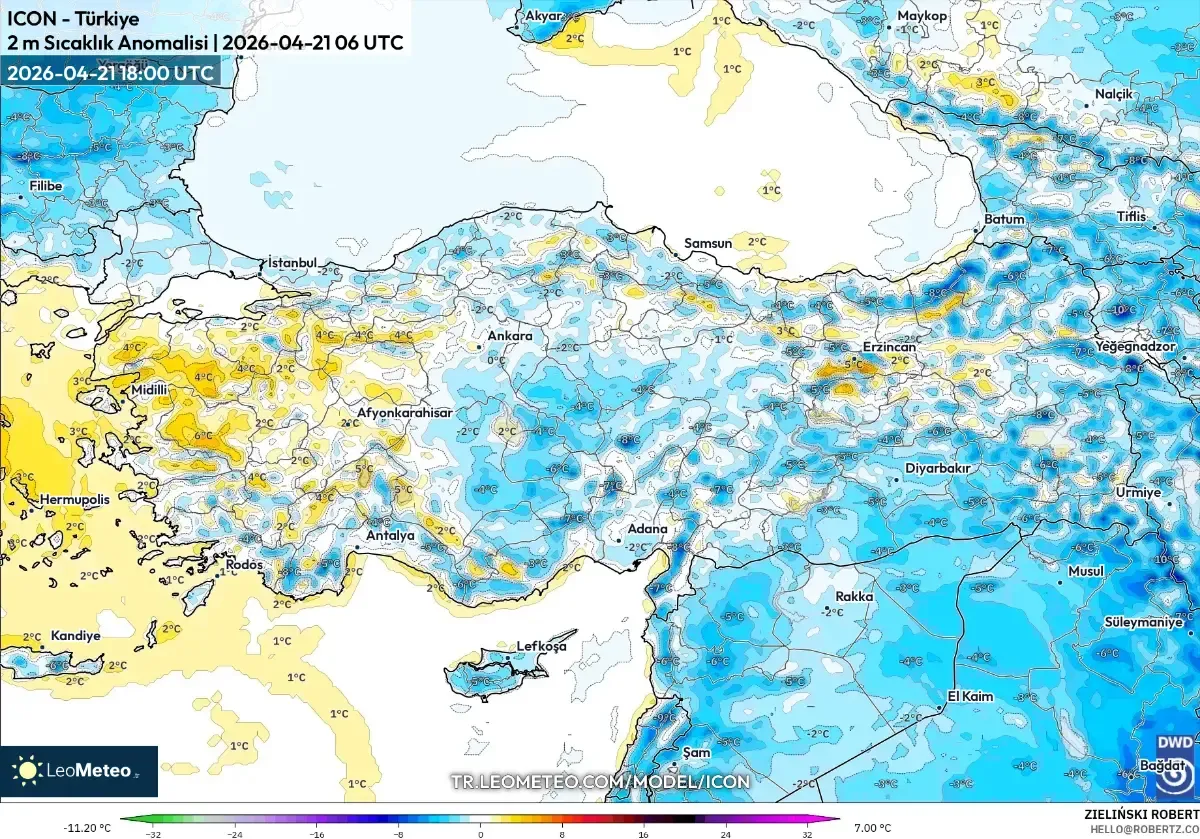 25 Nisan 2026 Cumartesi için genel tahmin görünümü (ICON)